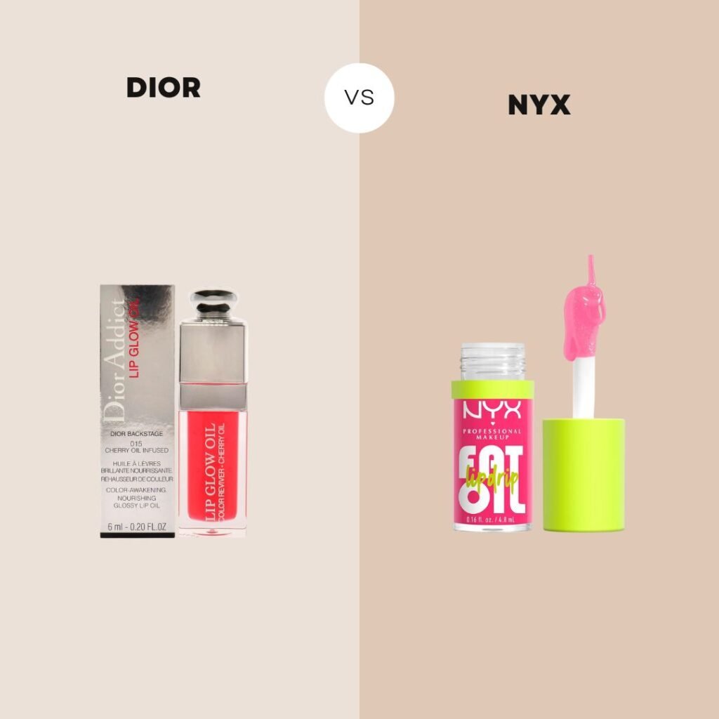 Dior Addict Lip Glow Oil vs NYX Fat Oil Lip Drip Gloss