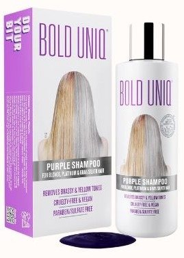 BOLD UNIQ Purple Sulfate-Free Vegan Shampoo for Blonde, Silver, and Gray Hair - 237 ml